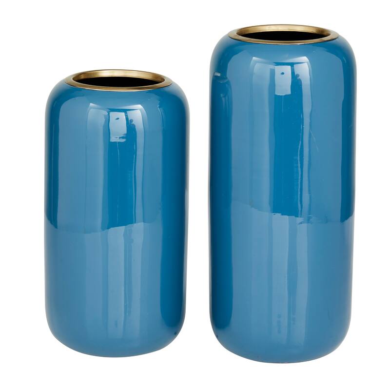 Sleek Metal Vase (Set of 2) - Gray, Red, Yellow, Cream, Blue, Green