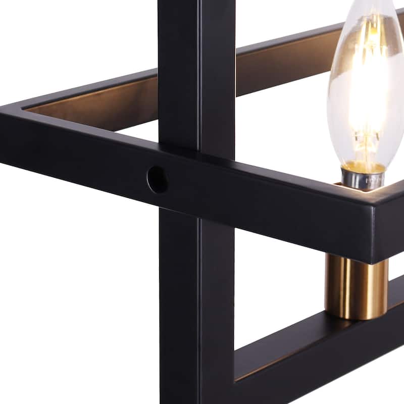 Modern 5-Light Linear Chandelier Candle Kitchen Island Lights - Black&Brass - 36.7"Wx7"Dx14.7"H