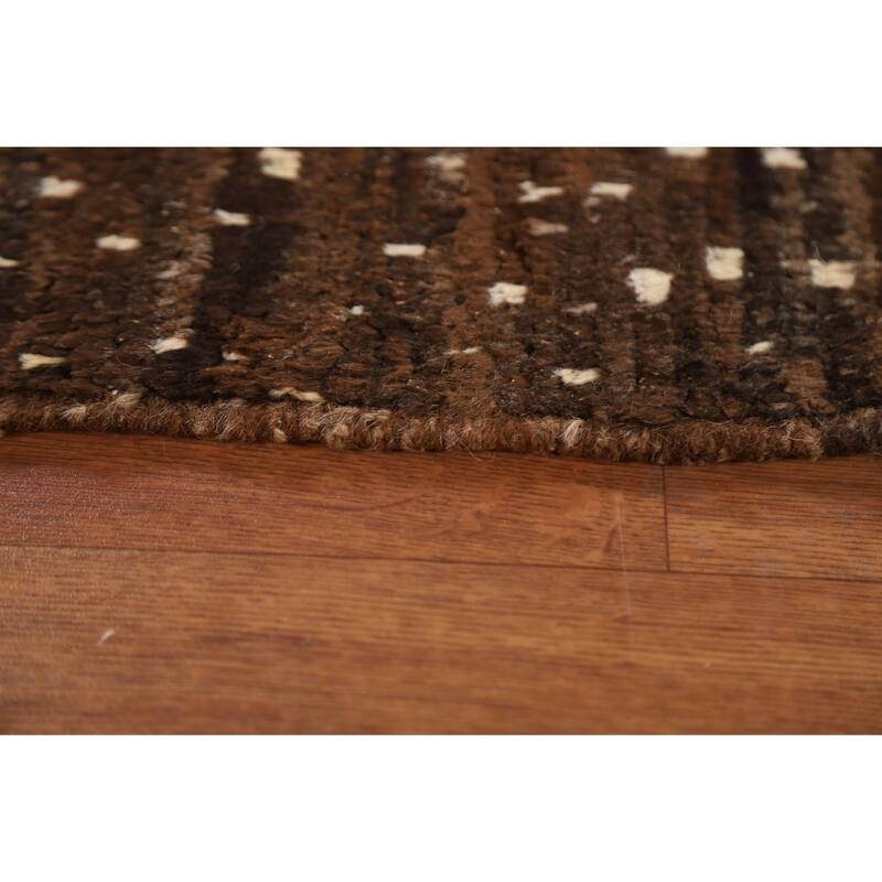 Hand Knotted Oriental 100% Wool Carpet Tribal Tribal Brown Moroccan Area Rug - 7' 10'' X 5' 7''
