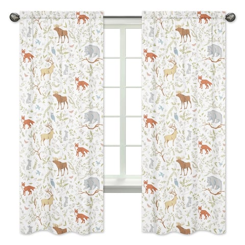 Sweet Jojo Designs Woodland Toile 84-inch Window Treatment Curtain Panel Pair