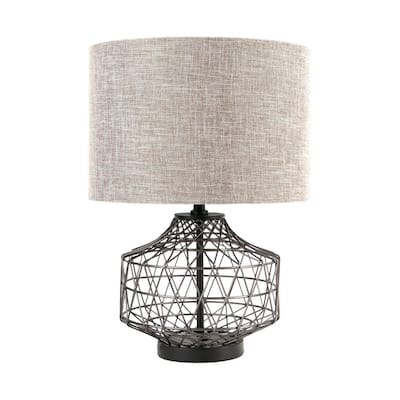 Black Metal Table Lamp Base with Slip UNO Fitter, 3 Way Switch Small Size - 14” x 14” x 20” (D x W x H)