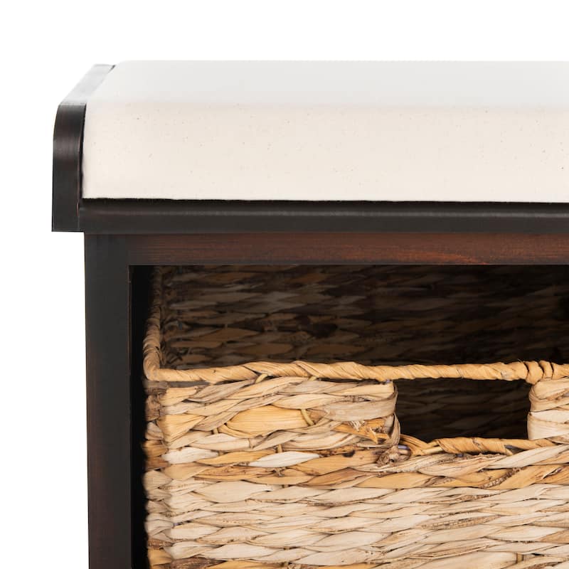 SAFAVIEH Euphemia Brown Woven Storage Basket Bench - 33.5" x 16.1" x 19.9" - 34Wx16Dx20H
