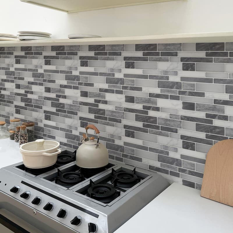 Art3d 11.8"×11.8" Vinyl Peel and Stick Backsplash Tile, 10-Pack - 11.8 inch × 11.8 inch