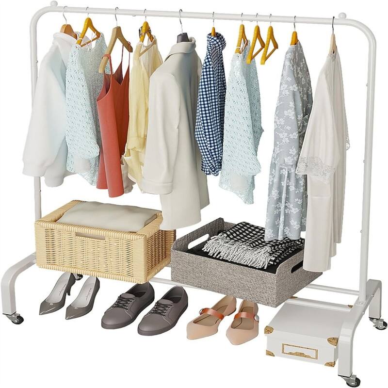 Metal Clothing Rack with Wheels - 15.75"D x 43.31"W x 61"H - White
