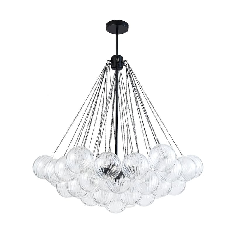 Modern 3-light Clear Ribbed Glass Globe Bubble Chandelier
