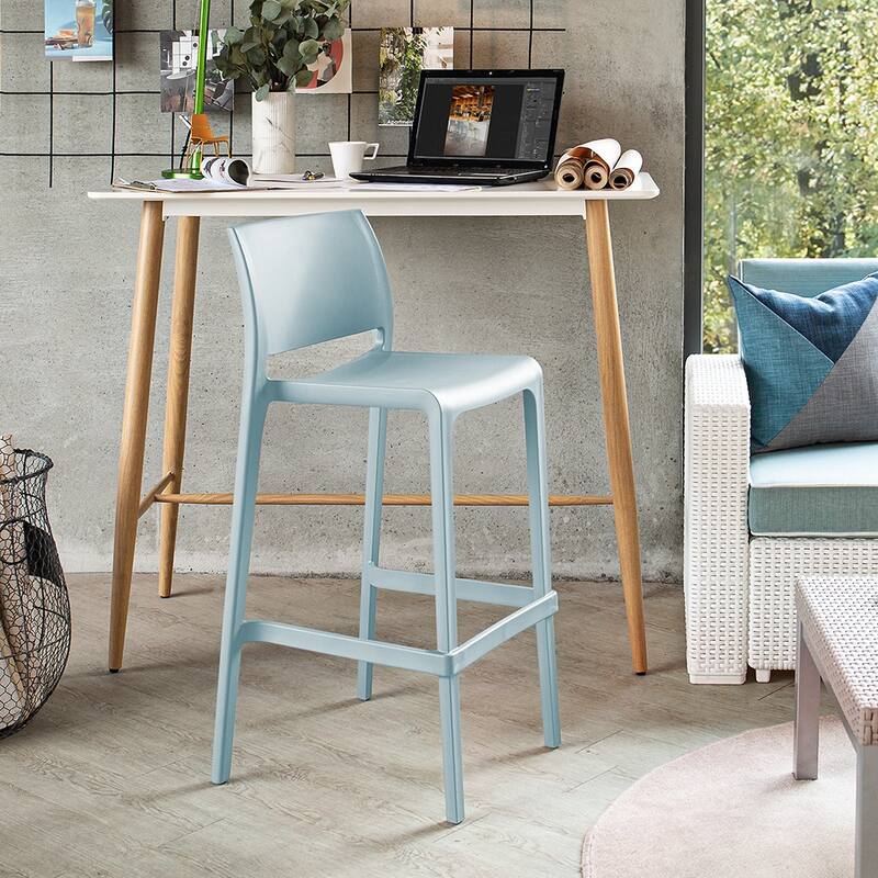 Sensilla Resin Stackable All-Weather Bar Stool, Set of 2