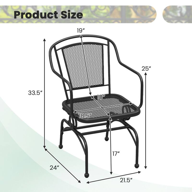 Gymax Patio Rocking Chairs Set of 2 w/ Metal Mesh Backrest & Seat