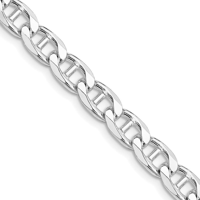 Curata 925 Sterling Silver Rhodium 6.5mm Flat Cuban Anchor Chain Necklace Options: 20 22 24