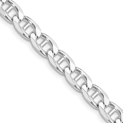 Curata 925 Sterling Silver Rhodium 6.5mm Flat Cuban Anchor Chain Necklace Options: 20 22 24