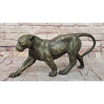 Hot Cast Bronze Cheetah Cat Figurine Sculpture Statue Decor