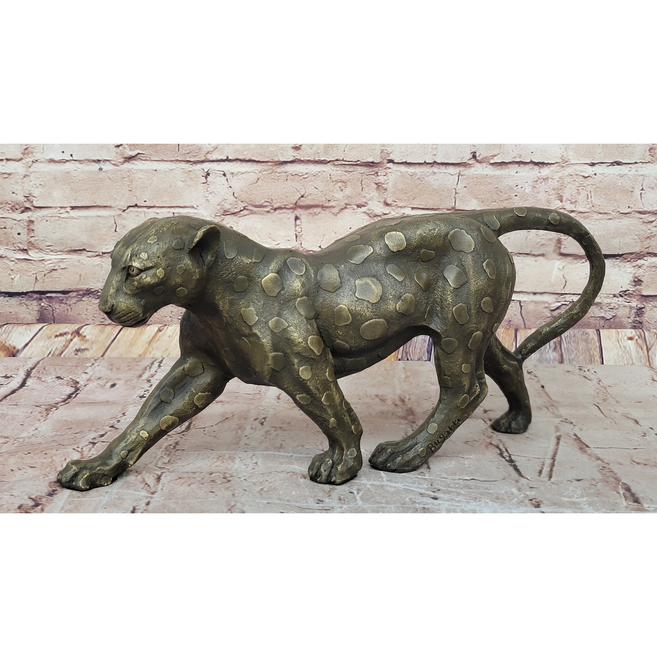 Hot Cast Bronze Cheetah Cat Figurine Sculpture Statue Decor