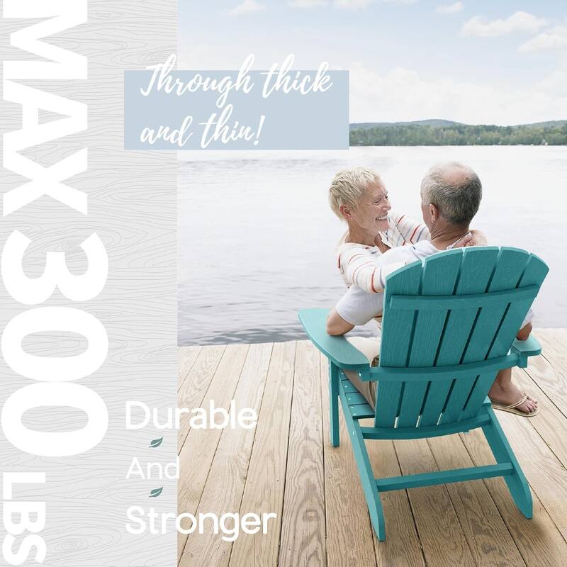 WINSOON All Weather HIPS Outdoor Plastic Adirondack Chairs Set of 2