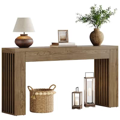 59'' Farmhouse Wood Console Sofa Accent Table for Entryway Foyer