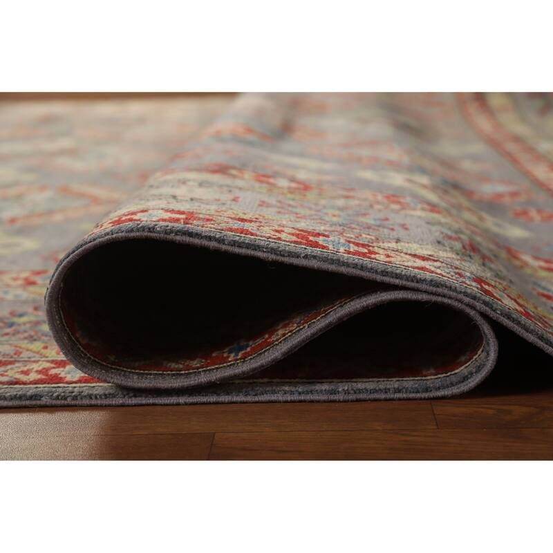 Hand Knotted Oriental 100% Wool Carpet Traditional Geometric Greys & Charcoal Kazak Area Rug - 9' 10'' X 8' 2''