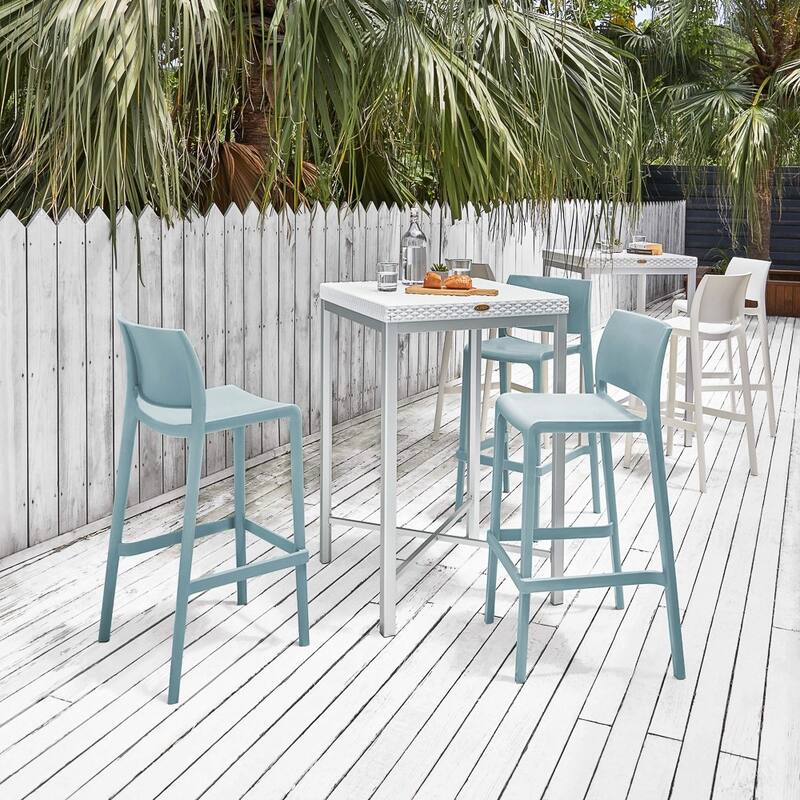 Sensilla Resin Stackable All-Weather Bar Stool, Set of 2