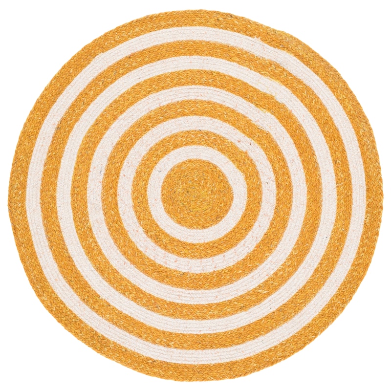 SAFAVIEH Handmade Braided Assyl Wool Rug - 3' Round - Gold/Peach