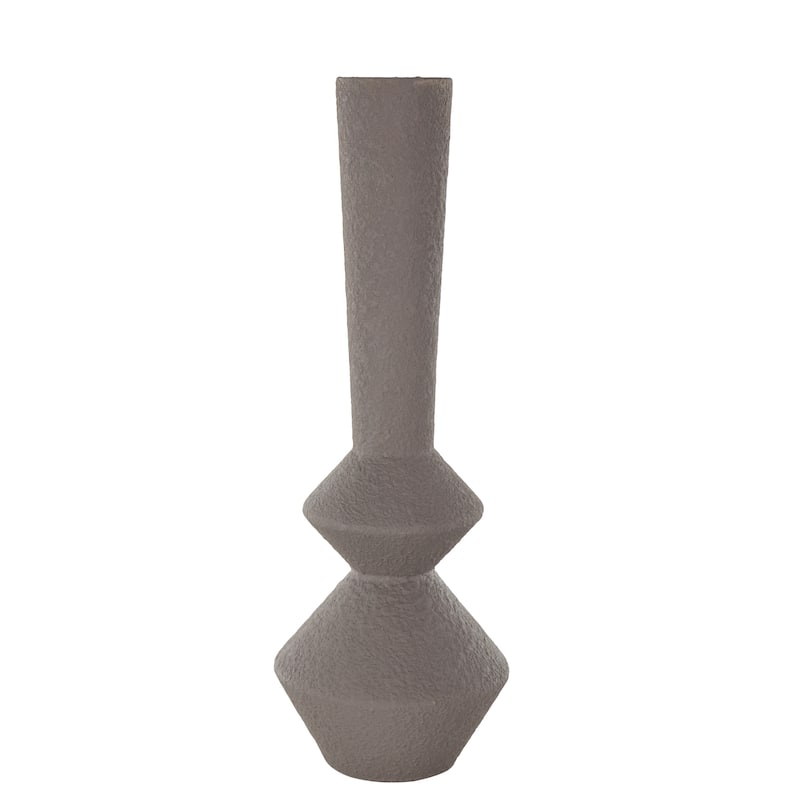 Metal Art Deco Fluted Decorative Vase - Dark Gray - Roche River Decor