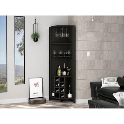 Morgana 8-Bottle 5-Shelf Corner Bar Cabinet