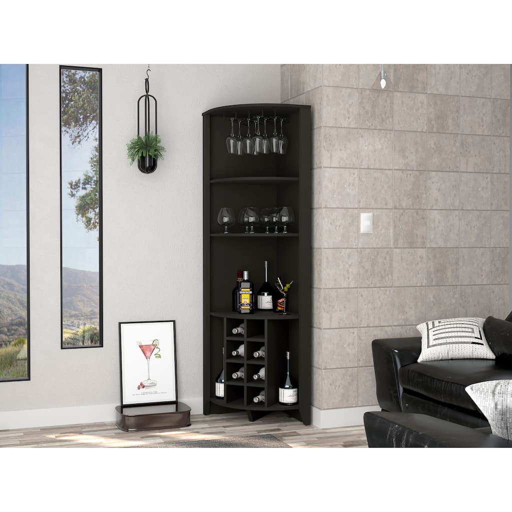 Morgana 8-Bottle 5-Shelf Corner Bar Cabinet
