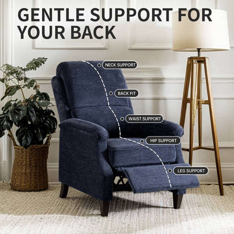 Push-Back Upholstered Recliner with Thickened Seat Cushion Backrest