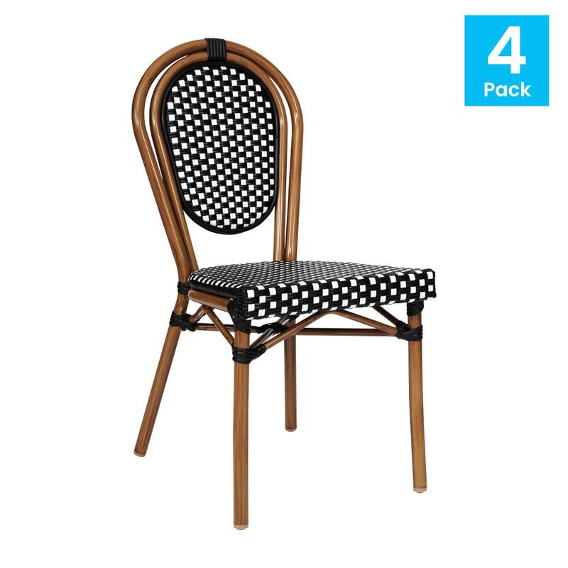 4 Pack All-Weather Commercial Paris Chair with Metal Frames