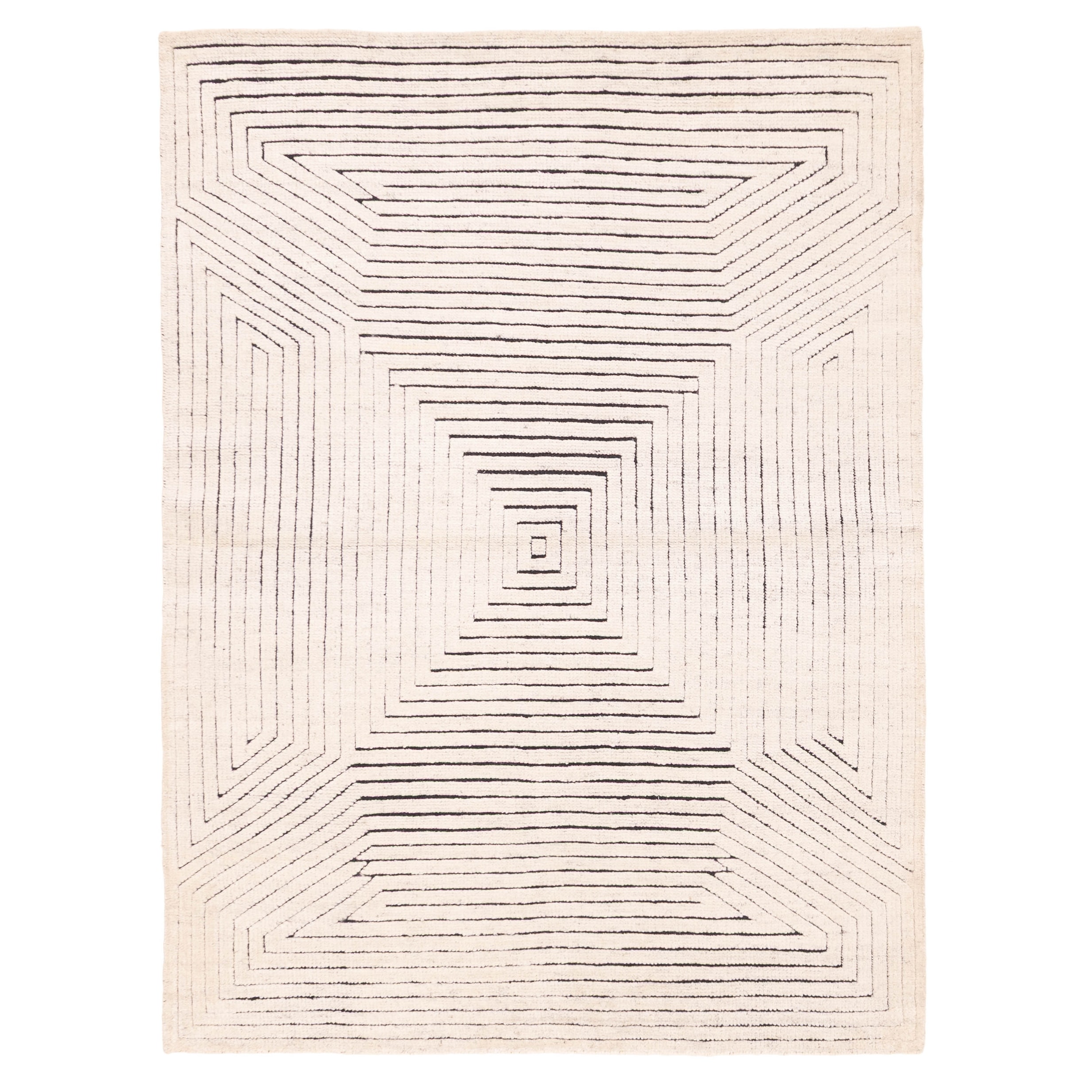 ECARPETGALLERY Hand-knotted Tangier Ivory Wool Rug - 5'9 x 7'9