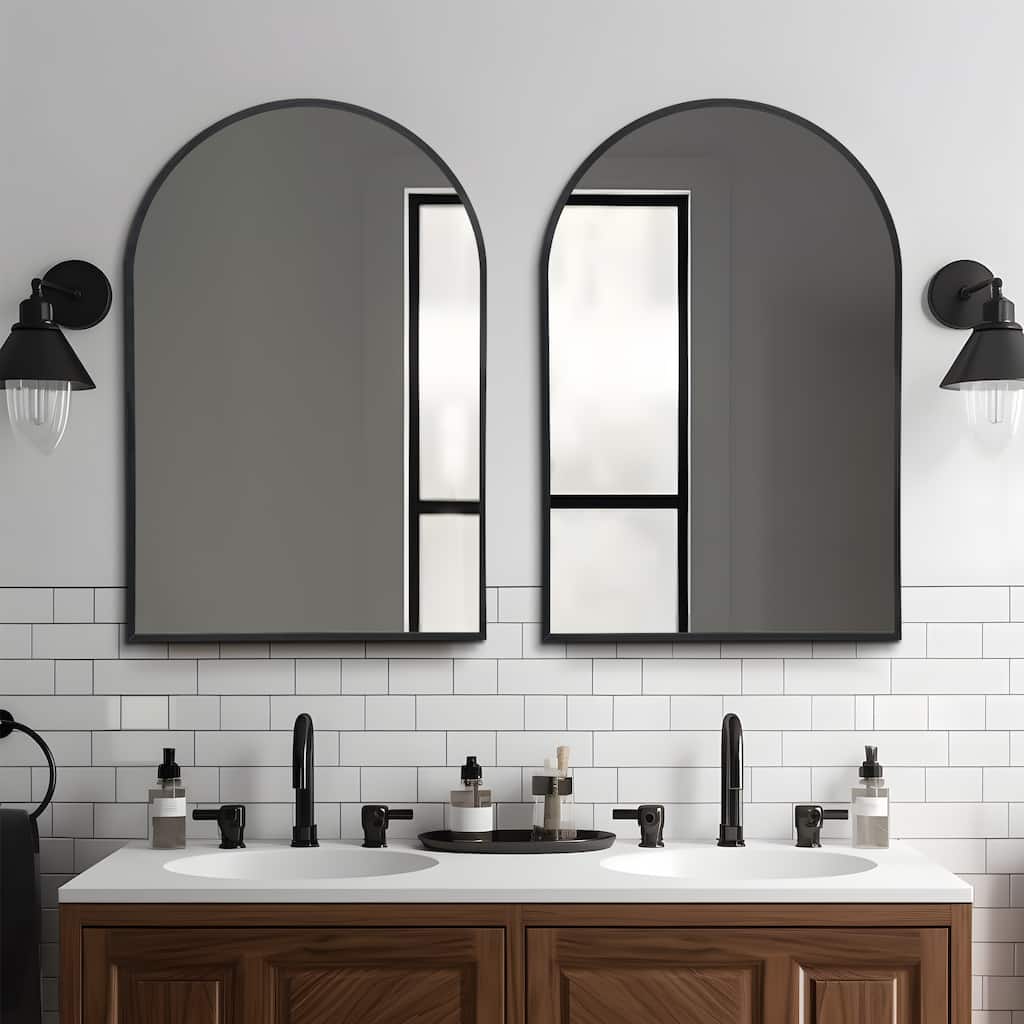 Modern Thin Frame Wall-mounted Vanity Mirror (Set Of 2） - 24*31