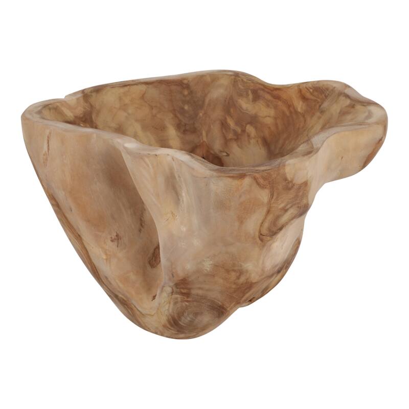 Rustic Teak Wood Hand-Carved Decorative Bowl Home Accent - 13" Brown - 13.0"