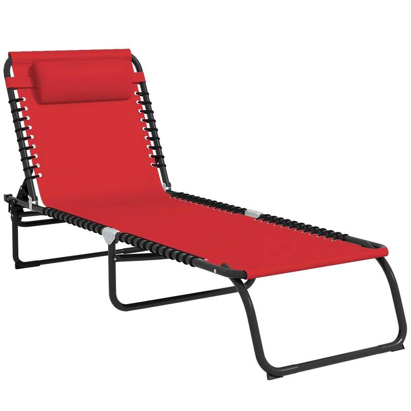 Foldable Chaise Lounge,4-Pos Recline,Trifold Portable,Breathable Mesh