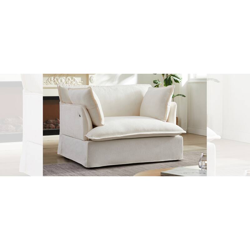 Roomfitters 47.2" Oversized Accent Chair, Chenille Armchair with Deep Wide Seat, Throw Pillows, Modern Lounge Sofa