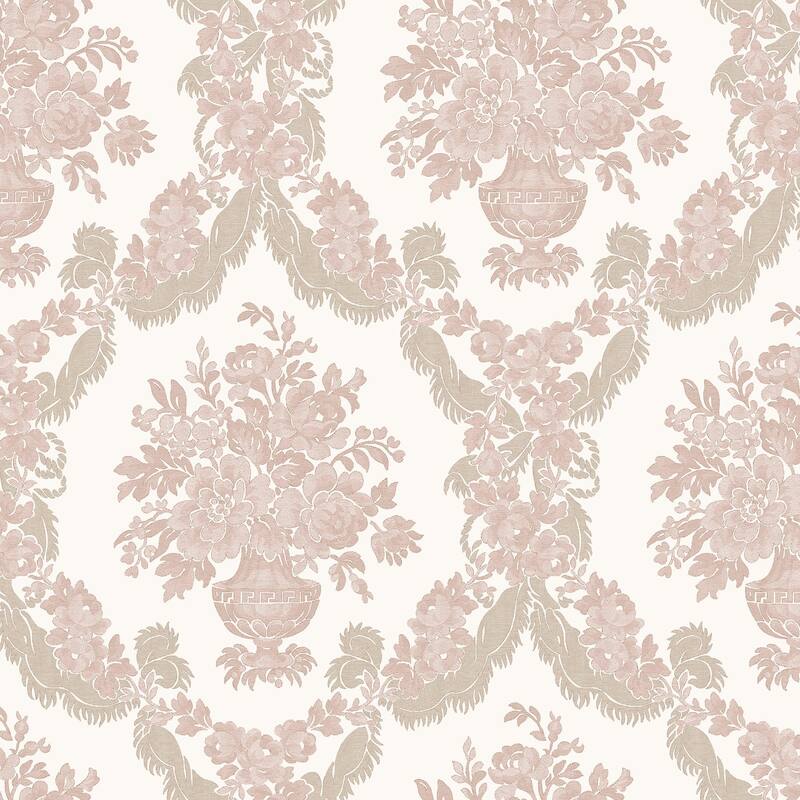 Galerie Wallcoverings Italian Classics 4 Collection Embossed Floral Baroque Damask Vinyl on Non-woven Matte Wallpaper Roll - 33 feet x 21 inches - Pink