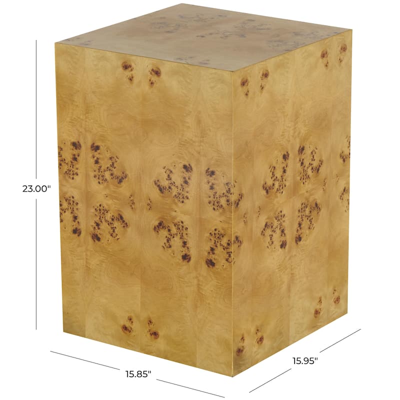 Wood Square Cube Accent Table with Wood Grain Patterns - Brown - Roche River Decor
