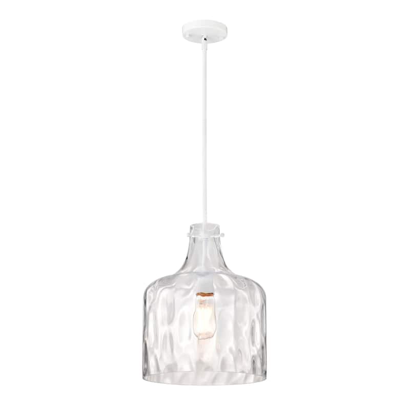Daelan Clear Dimpled Glass Single Light Pendant Light - 12in - White