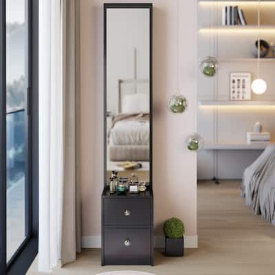 Length 11.8" x Width 15.7" x Height 63" Simple Stylish Dressing Mirror Cabinet