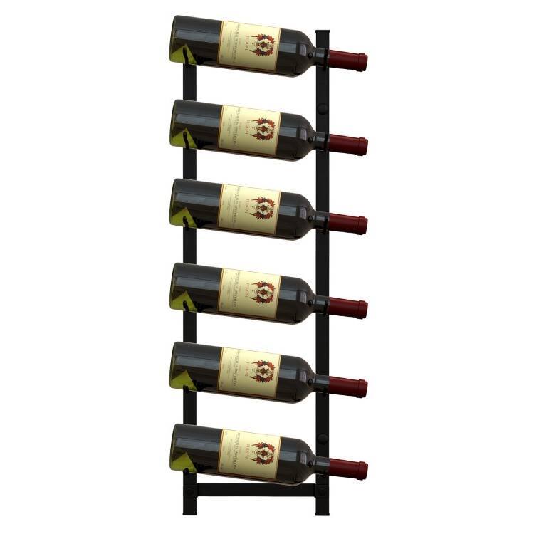 Black Engineered Wood Metal Wall-Mounted Wine Rack 6-Bottle Holder - 8.5" x 5.5" x 29"