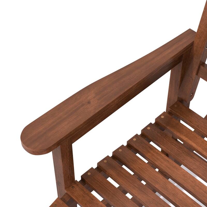 Acacia Wood Outdoor Rocking Chair, Traditional Porch Outdoor Rocker Chairs Set of 2 - 43" H