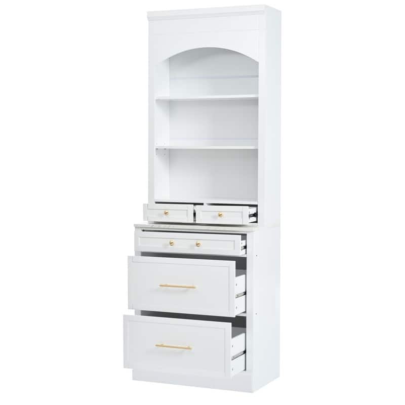Freestanding Kitchen Pantry Cabinet Combo/Single Kitchen Pantry, Tall Kitchen Hutch with Storage Drawers and Adjustable Shelf