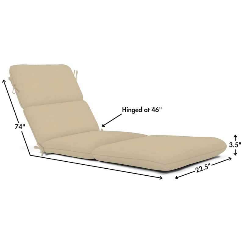 Casual Cushion Sunbrella® Fabric 1-Piece Outdoor Chaise Cushion, 22.5"W x 74"L - 22.5"W x 74"L