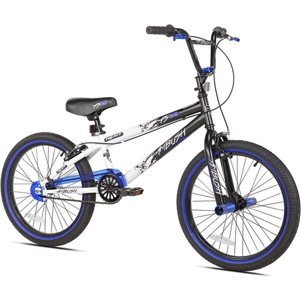 20 In. Ambush Boy's BMX Bike, Black with Blue and white