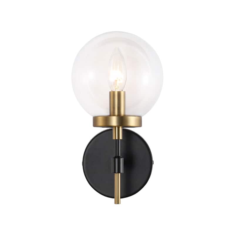 Modern 1-Light Two-Tone Clear Glass Armed Wall Sconce - 5.9 in