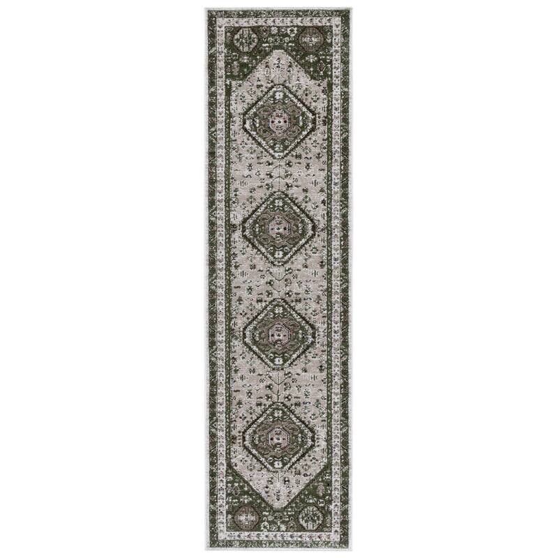 SAFAVIEH Bayside Machine Washable Surmeli Shabby Chic Rug - 2'2" x 8' Runner - Green/Beige