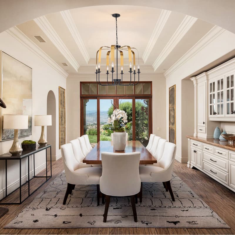 Lantern 8 Light Modern Geometric Chandelier - 28.34"x28.34"x25.59"