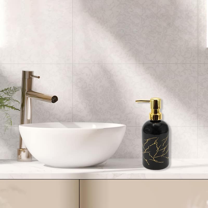 Cylindrical Simple Soap Pump Dispenser for Hotels 400ml 1 Pcs - Black Gold Tone