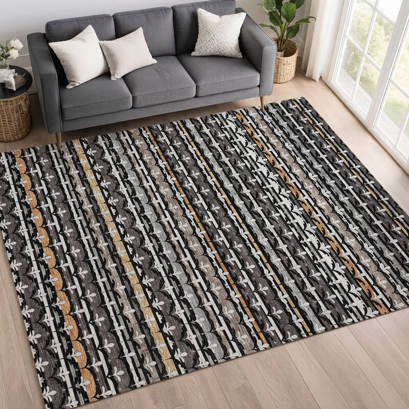 Machine Washable Indoor/ Outdoor Stripe Bramlage Chantille Rug