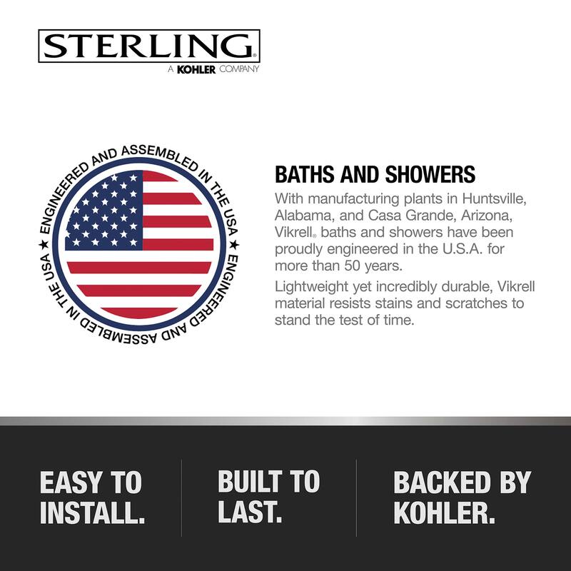Sterling 71420120-0 STORE+ 60" x 32" Vikrell Alcove Bath/Shower with