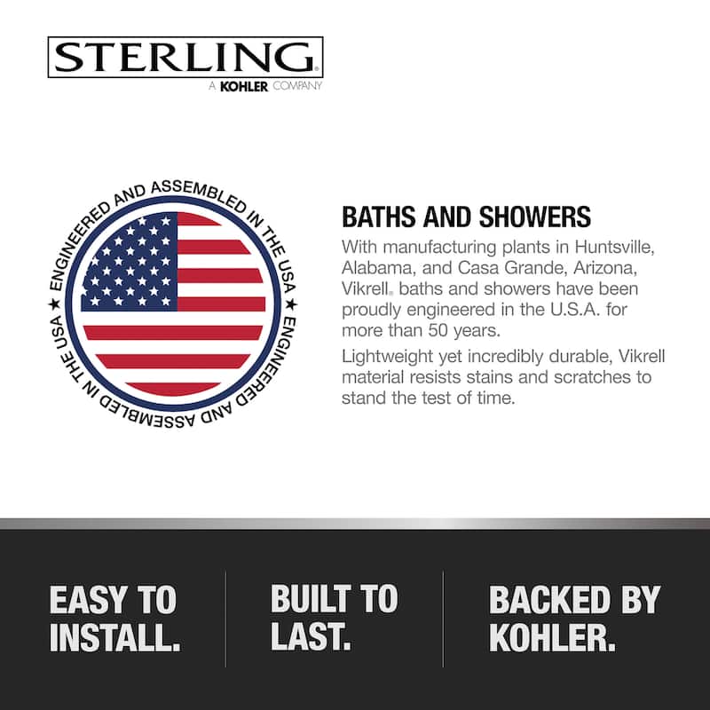 Sterling STORE+ Vikrell 36" x 72-1/2" Shower Back Wall with Integrated