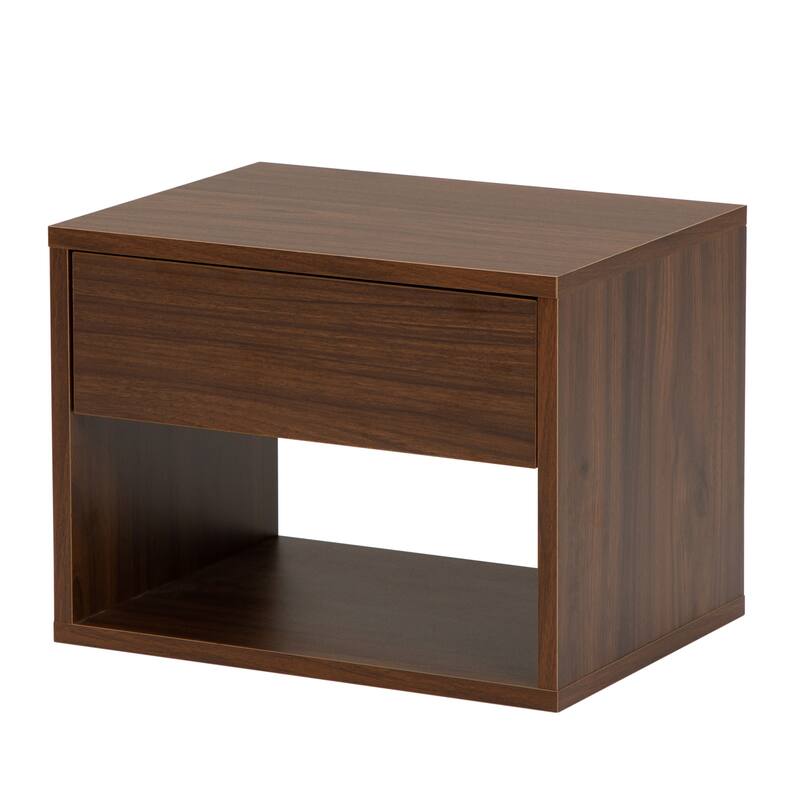 Wall-Mounted Minimalist Bedside Table Set in Walnut