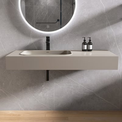 Alvana 47'' Wall Mount Bathroom Soild Surface Sink Stone Resin Sink
