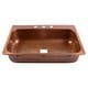 preview thumbnail 3 of 10, Angelico Copper 33" Single Bowl Drop-In Kitchen Sink with 3 Holes