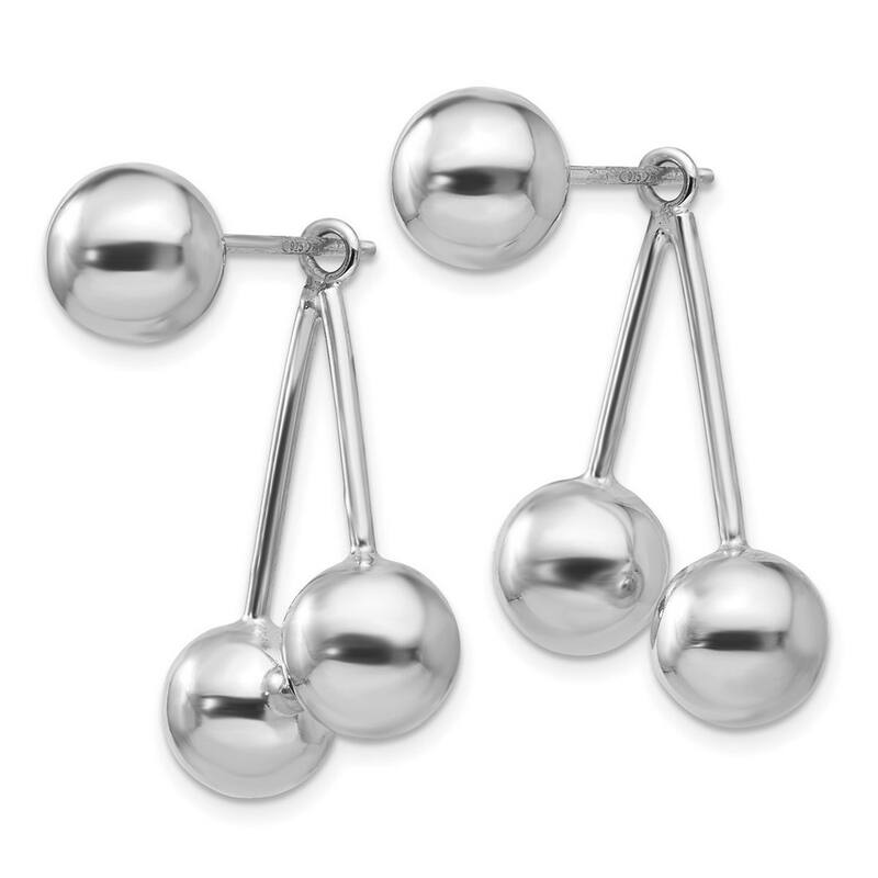 Curata 925 Sterling Silver 28x24mm Dangle Polished Ball Post Earrings
